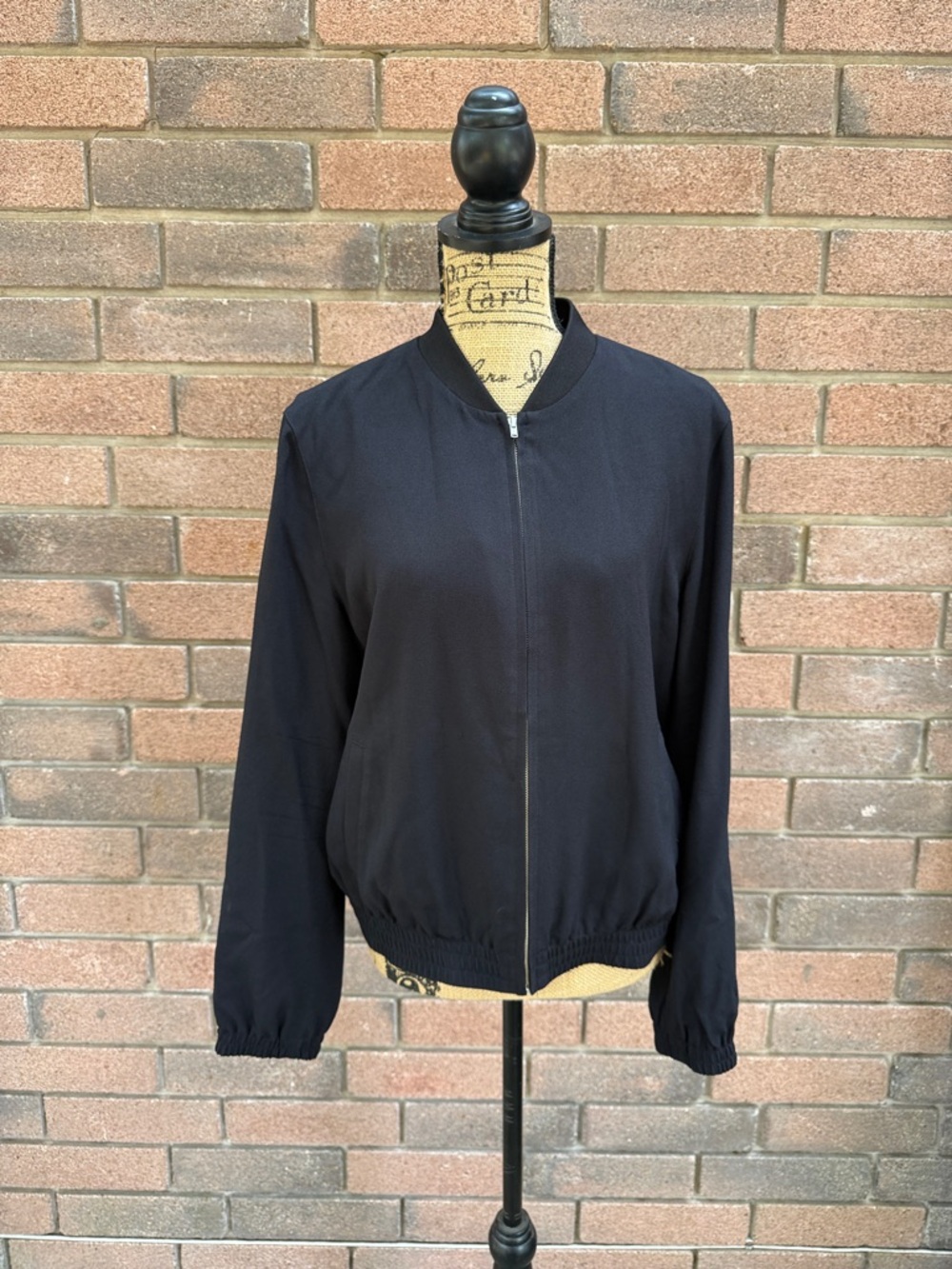 Theory Black Zip Front Bomber Jacket SIze Large